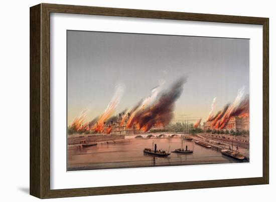 The Gunboat 'La Farcy' Moored in the Seine During the Burning of the Tuileries and the Conseil…-Charles Leduc-Framed Giclee Print
