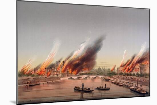 The Gunboat 'La Farcy' Moored in the Seine During the Burning of the Tuileries and the Conseil…-Charles Leduc-Mounted Giclee Print