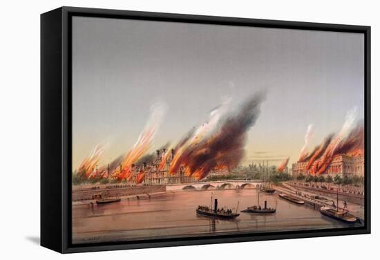 The Gunboat 'La Farcy' Moored in the Seine During the Burning of the Tuileries and the Conseil…-Charles Leduc-Framed Stretched Canvas