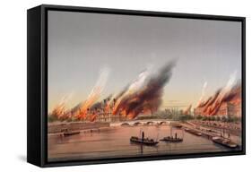 The Gunboat 'La Farcy' Moored in the Seine During the Burning of the Tuileries and the Conseil…-Charles Leduc-Framed Stretched Canvas