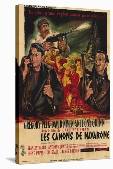 The Guns of Navarone, French Movie Poster, 1961-null-Stretched Canvas