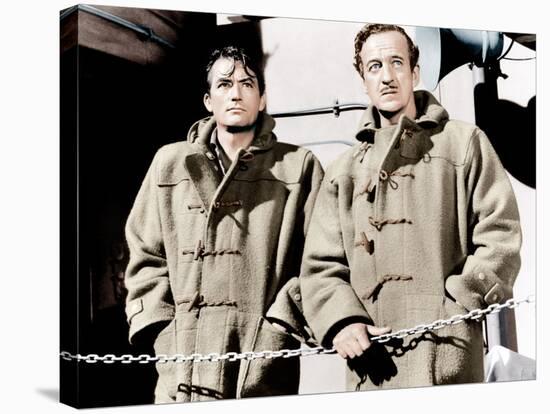 THE GUNS OF NAVARONE, from left: Gregory Peck, David Niven, 1961-null-Stretched Canvas