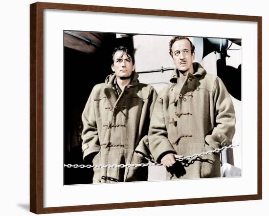 THE GUNS OF NAVARONE, from left: Gregory Peck, David Niven, 1961-null-Framed Photo