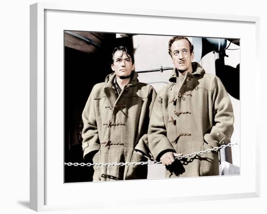 THE GUNS OF NAVARONE, from left: Gregory Peck, David Niven, 1961-null-Framed Photo