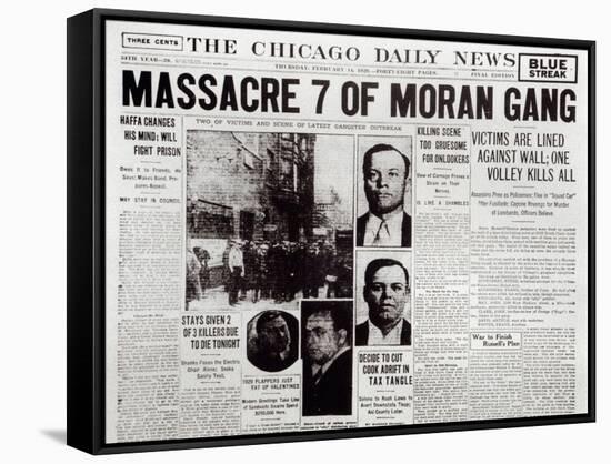 The Gusenberg Brothers, St Valentine Day's Massacre, front page of 'The Chicago Daily News'-null-Framed Stretched Canvas