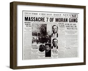 The Gusenberg Brothers, St Valentine Day's Massacre, front page of 'The Chicago Daily News'-null-Framed Giclee Print