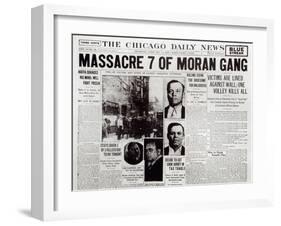 The Gusenberg Brothers, St Valentine Day's Massacre, front page of 'The Chicago Daily News'-null-Framed Giclee Print