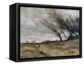 The Gust of Wind, 1870-Jean-Baptiste-Camille Corot-Framed Stretched Canvas