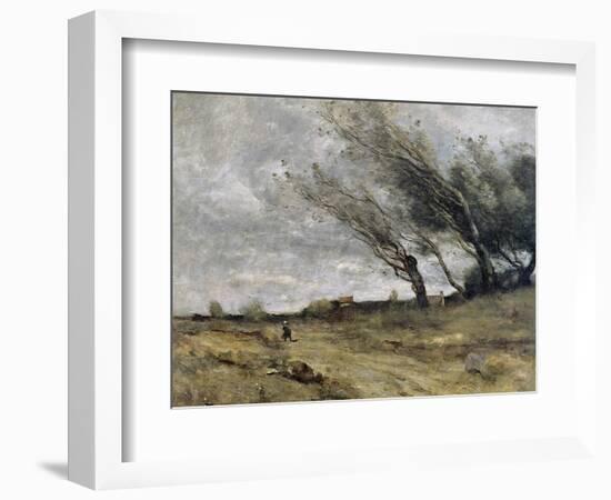 The Gust of Wind, 1870-Jean-Baptiste-Camille Corot-Framed Art Print