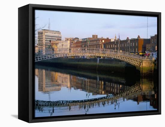 The Ha'Penny Bridge Over the Liffey River, Dublin, County Dublin, Eire (Ireland)-Bruno Barbier-Framed Stretched Canvas