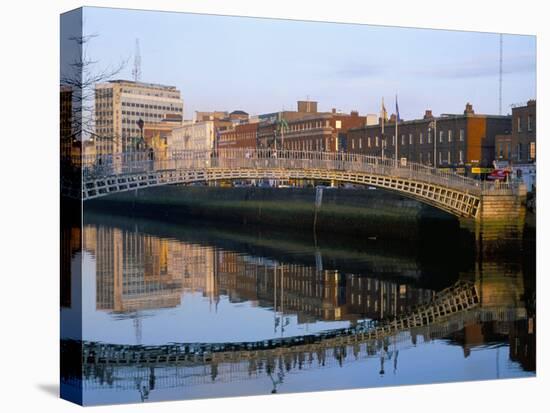 The Ha'Penny Bridge Over the Liffey River, Dublin, County Dublin, Eire (Ireland)-Bruno Barbier-Stretched Canvas