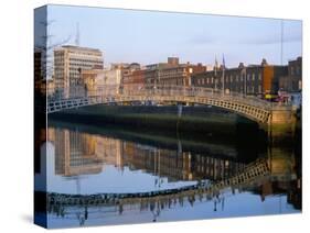 The Ha'Penny Bridge Over the Liffey River, Dublin, County Dublin, Eire (Ireland)-Bruno Barbier-Stretched Canvas