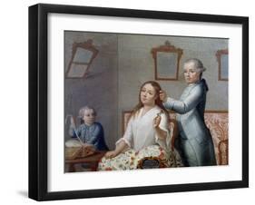 The Hairdresser, Painting, Mexico, 18th Century-null-Framed Giclee Print