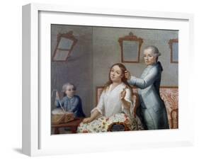 The Hairdresser, Painting, Mexico, 18th Century-null-Framed Giclee Print