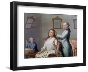 The Hairdresser, Painting, Mexico, 18th Century-null-Framed Giclee Print