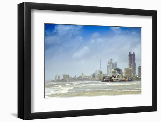 The Haji Ali Mosque and the Skyline of Central Mumbai under Monsoon Seas, Mumbai (Bombay)-Alex Robinson-Framed Photographic Print