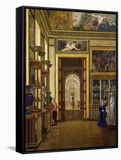 The Hall of the Jewels, the Musee Charles X at the Louvre Museum-Joseph Desire Court-Framed Stretched Canvas