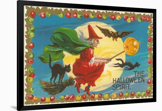 The Halloween Spirit, Witch on Broom-null-Framed Art Print