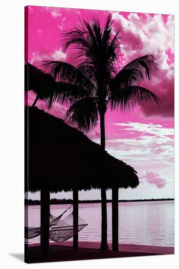 The Hammock and Palm Tree at Sunset - Beach Hut - Florida-Philippe Hugonnard-Stretched Canvas