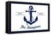 The Hamptons, New York - Blue and White Anchor-Lantern Press-Framed Stretched Canvas