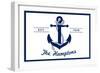 The Hamptons, New York - Blue and White Anchor-Lantern Press-Framed Art Print