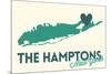 The Hamptons, New York - Heart Design-Lantern Press-Mounted Art Print