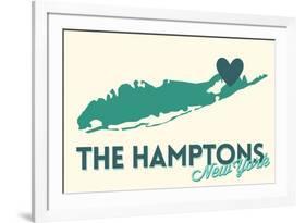 The Hamptons, New York - Heart Design-Lantern Press-Framed Premium Giclee Print
