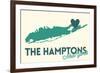 The Hamptons, New York - Heart Design-Lantern Press-Framed Premium Giclee Print