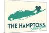 The Hamptons, New York - Heart Design-Lantern Press-Mounted Premium Giclee Print