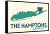 The Hamptons, New York - Heart Design-Lantern Press-Framed Stretched Canvas