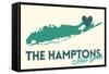 The Hamptons, New York - Heart Design-Lantern Press-Framed Stretched Canvas
