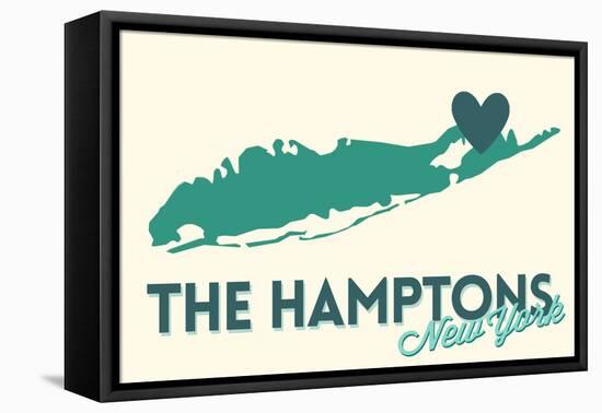 The Hamptons, New York - Heart Design-Lantern Press-Framed Stretched Canvas