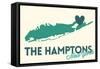 The Hamptons, New York - Heart Design-Lantern Press-Framed Stretched Canvas