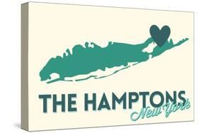 The Hamptons, New York - Heart Design-Lantern Press-Stretched Canvas