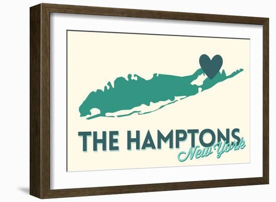 The Hamptons, New York - Heart Design-Lantern Press-Framed Art Print