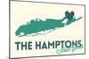 The Hamptons, New York - Heart Design-Lantern Press-Mounted Art Print