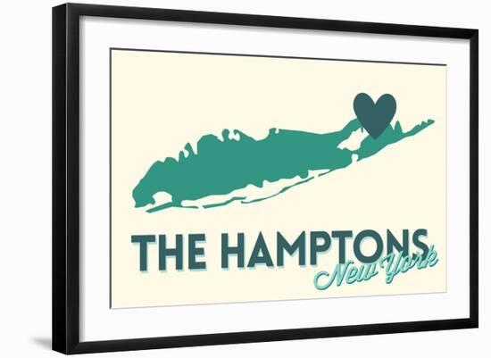 The Hamptons, New York - Heart Design-Lantern Press-Framed Art Print