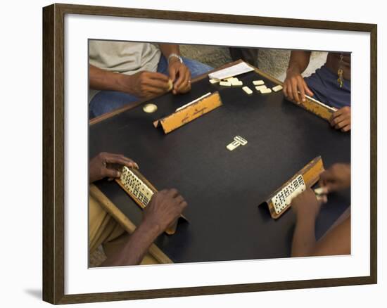 The Hands of a Group of Four People Playing Dominos in the Street Centro Habana-Eitan Simanor-Framed Photographic Print
