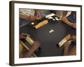 The Hands of a Group of Four People Playing Dominos in the Street Centro Habana-Eitan Simanor-Framed Photographic Print