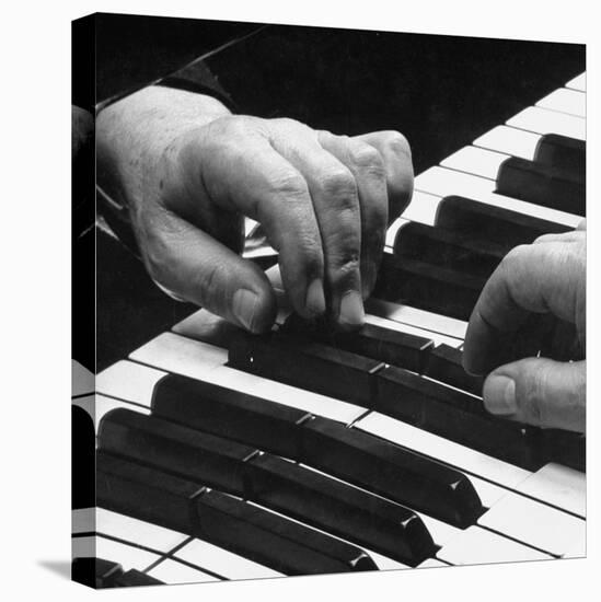 The Hands of Pianist Josef Hofmann on Piano Keyboard-Gjon Mili-Stretched Canvas