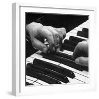 The Hands of Pianist Josef Hofmann on Piano Keyboard-Gjon Mili-Framed Premium Photographic Print