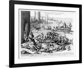 The Happy and Trouble Free Life of the Cripple (Engraving) (B/W Photo)-Hieronymus Bosch-Framed Giclee Print