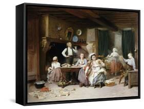 The Happy Family-Charles Auguste Romain Lobbedez-Framed Stretched Canvas