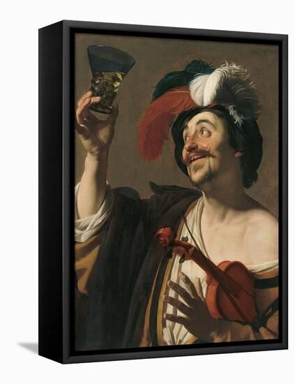 The Happy Violinist-Gerrit van Honthorst-Framed Stretched Canvas