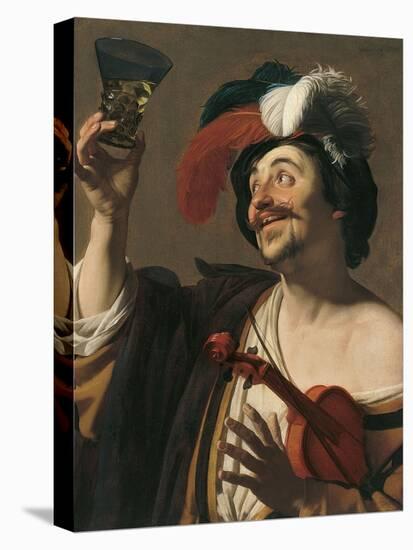 The Happy Violinist-Gerrit van Honthorst-Stretched Canvas