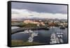 The Harbor Town of Stykkisholmur as Seen from Small Island of Stykkia on Snaefellsnes Peninsula-Michael Nolan-Framed Stretched Canvas