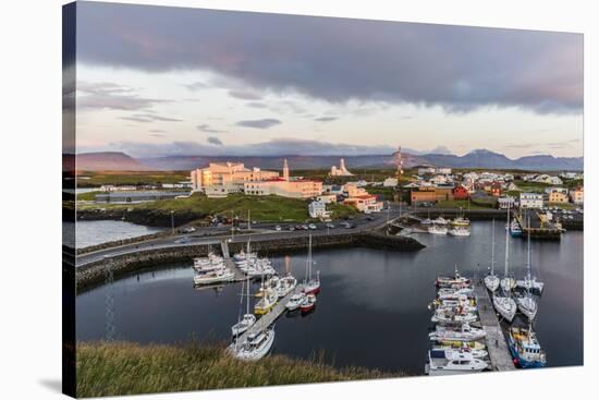 The Harbor Town of Stykkisholmur as Seen from Small Island of Stykkia on Snaefellsnes Peninsula-Michael Nolan-Stretched Canvas