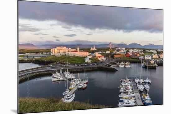 The Harbor Town of Stykkisholmur as Seen from Small Island of Stykkia on Snaefellsnes Peninsula-Michael Nolan-Mounted Photographic Print