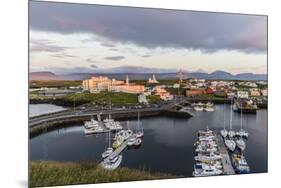 The Harbor Town of Stykkisholmur as Seen from Small Island of Stykkia on Snaefellsnes Peninsula-Michael Nolan-Mounted Photographic Print