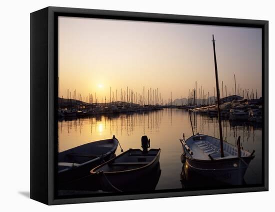 The Harbour at Sunrise, Puerto Pollensa, Mallorca (Majorca), Balearic Islands, Spain, Mediterranean-Ruth Tomlinson-Framed Stretched Canvas